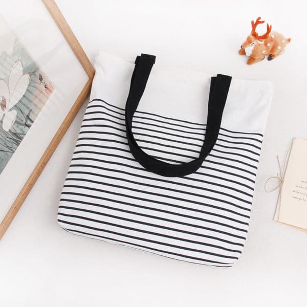 Striped Cotton Eco Tote Bag