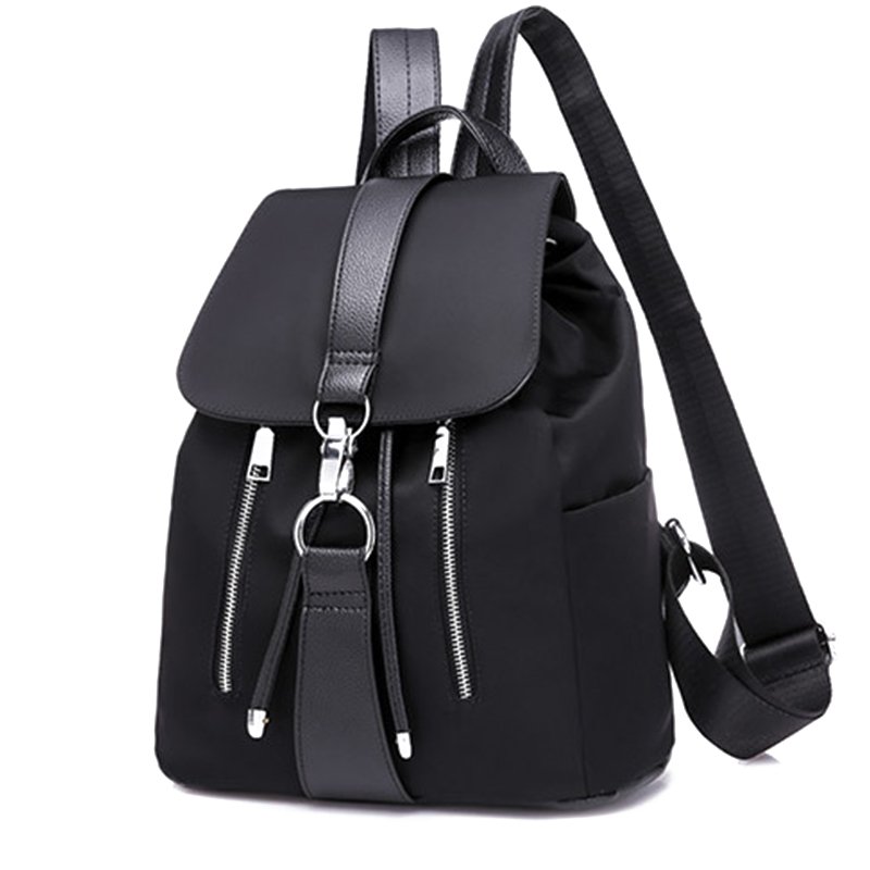 Women Backpack School Bags For Teenager Girls Nylon Zipper Lock Design ...
