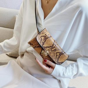 Women Snake Skin Print Waist Bag
