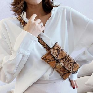 Women Snake Skin Print Waist Bag